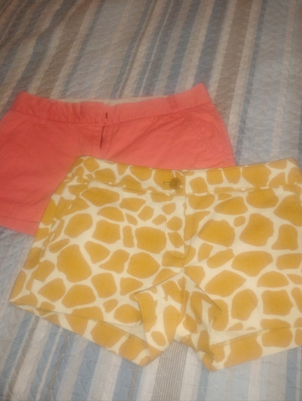 Bundle of two J. Crew Coral Shorts and Yellow Animal Print Women’s Shorts